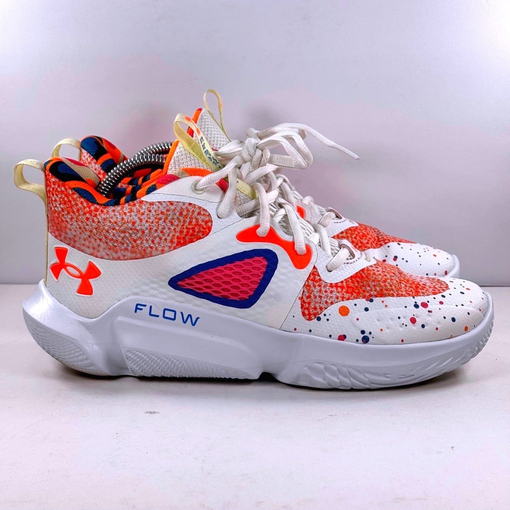 Under Armour Flow Breakthru 3 Basketball Shoes White Multi Splatter 3026761-100